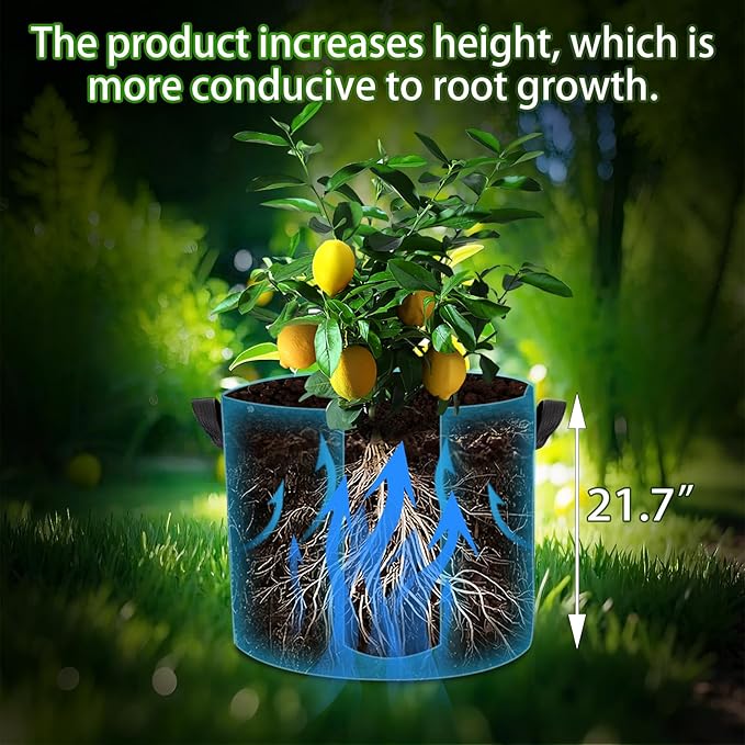 2-Pack 50 Gallon Plant Grow Bags, Thickened Nonwoven Fabric Pots - Image 5