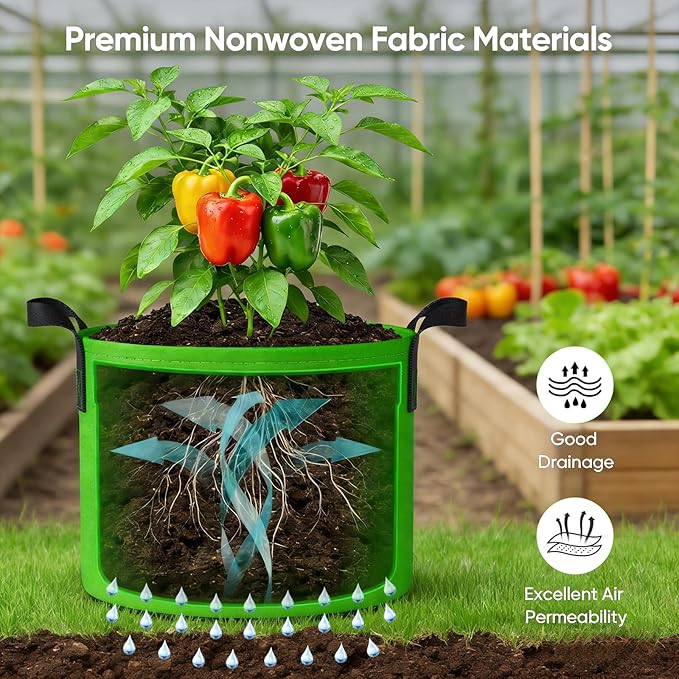 20 Gallon Potato Grow Bags: Set of 5 Colorful Gardening Supplies Fabric Pots - Image 5