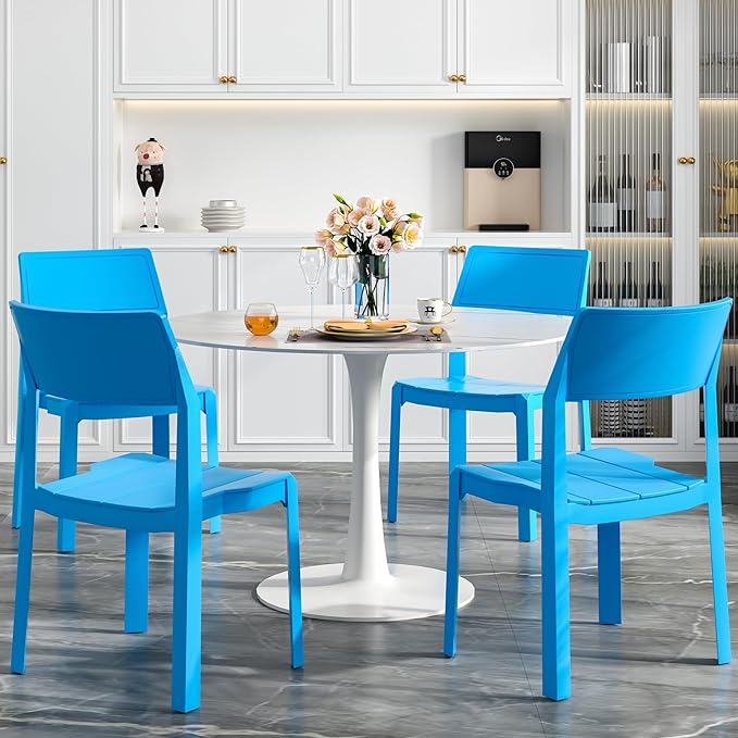 VECELO 4 Pack Stackable Dining Chairs, Plastic Patio Chairs by VECELO