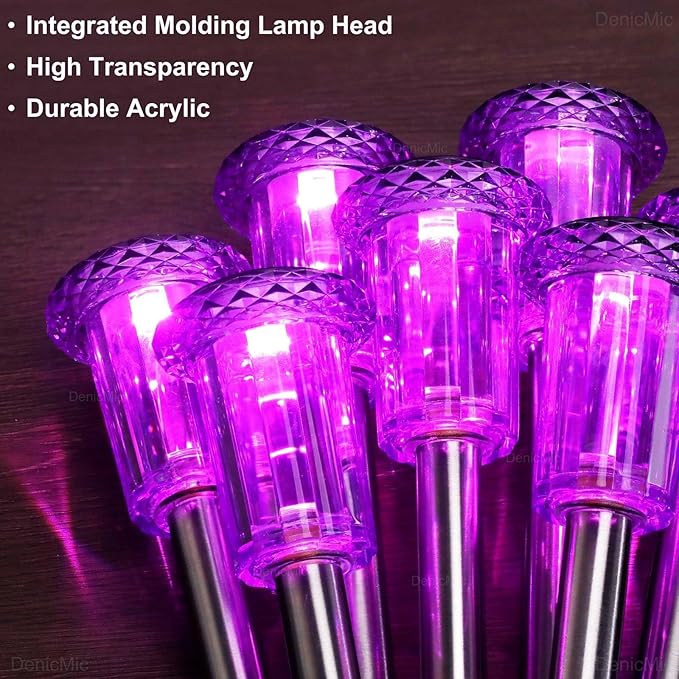 DenicMic Solar Lights Outdoor 10 Pack Waterproof Purple LED Stainless Steel - Image 5
