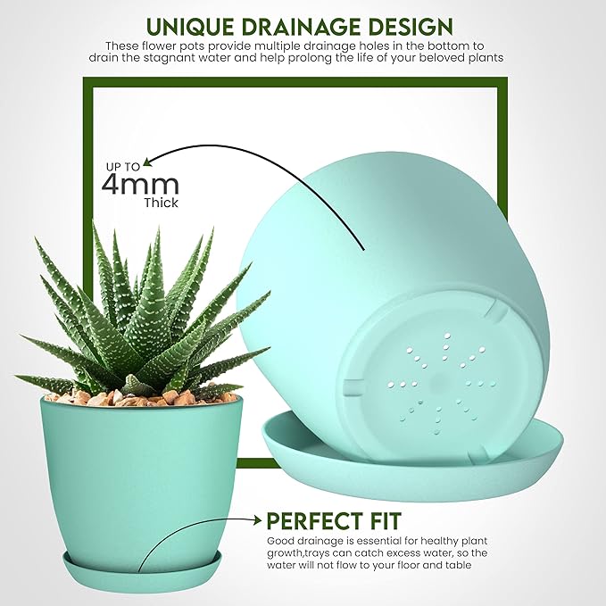 Utopia Home - Plant Pots Indoor - 7/6.6/6/5.3/4.8 Inches Flower Pots - Image 3