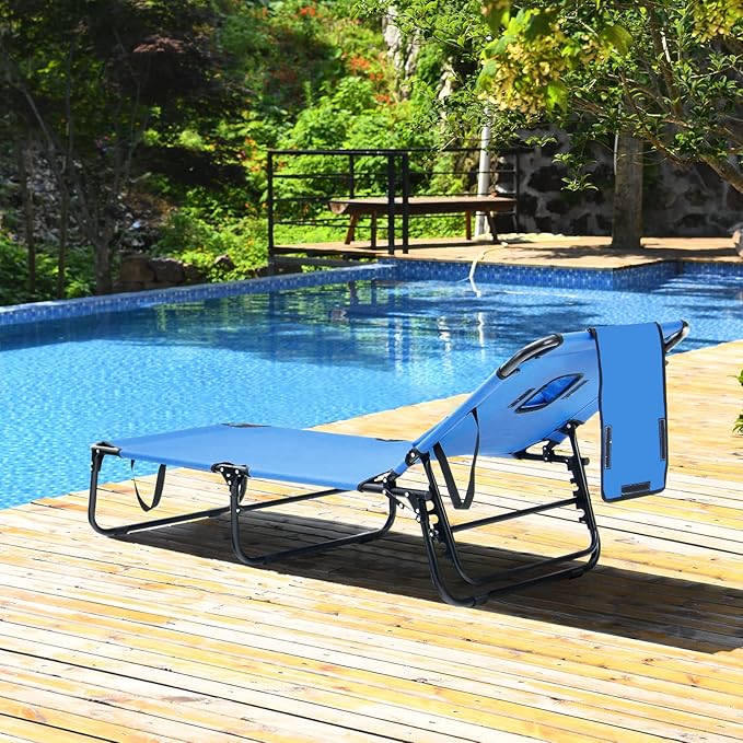 GYMAX Tanning Chair, 350lbs Beach Lounge Chair - Image 2