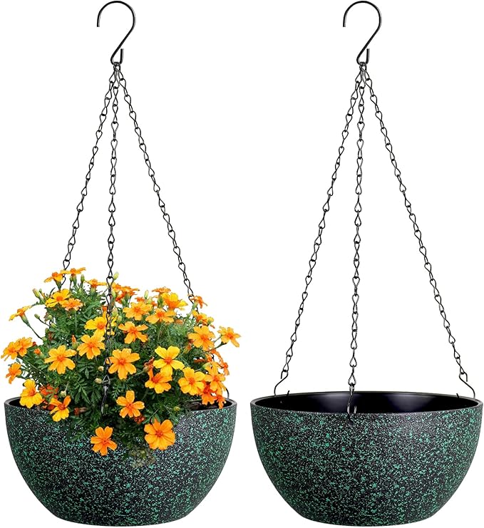 8 inch Small Hanging Planters for Indoor Outdoor Plants, 2 Pack Hanging Flower by Meowell