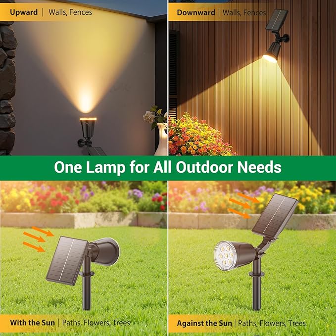 Solar Lights Outdoor Spot Light: 4 Pack 120°&180° Adjustable Bigger LED Solar - Image 3