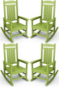 KINGYES HDPE Outdoor Rocking Chair Set of 4, All-Weather Poly Patio Rocking by KINGYES