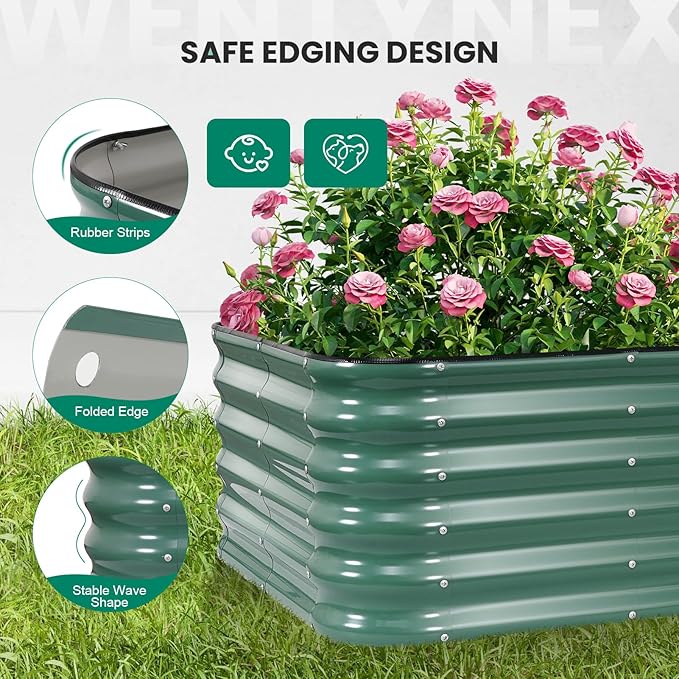 8×3×1.4FT Galvanized Raised Garden Bed Outdoor, Metal Raised Garden Bed Kit - Image 3