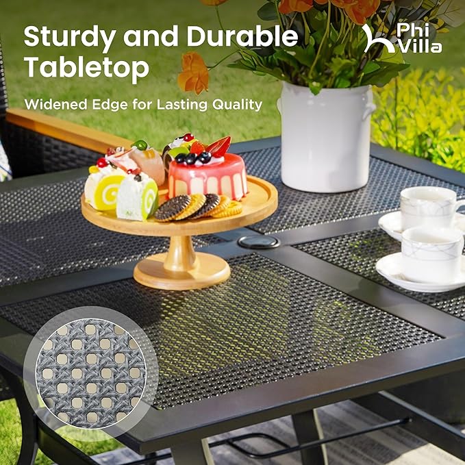 PHI VILLA 37 Inch Outdoor Dining Table Metal Steel Mesh Patio Dining Table - Image 4