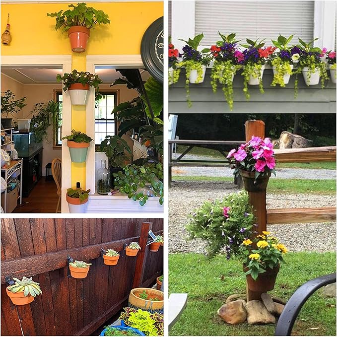 Terracotta Pot Hangers for 4-9in Clay Pots, Anti-Rust Iron Wall Plant Hangers - Image 4