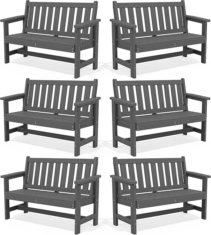 SERWALL Outdoor Bench, HDPE Outdoor Benches Weatherproof, 2-Person Garden Bench by SERWALL
