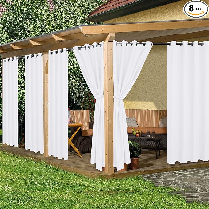 HolidayIdeas Outdoor Curtains for Patio Waterproof, 8 Panels by HolidayIdeas