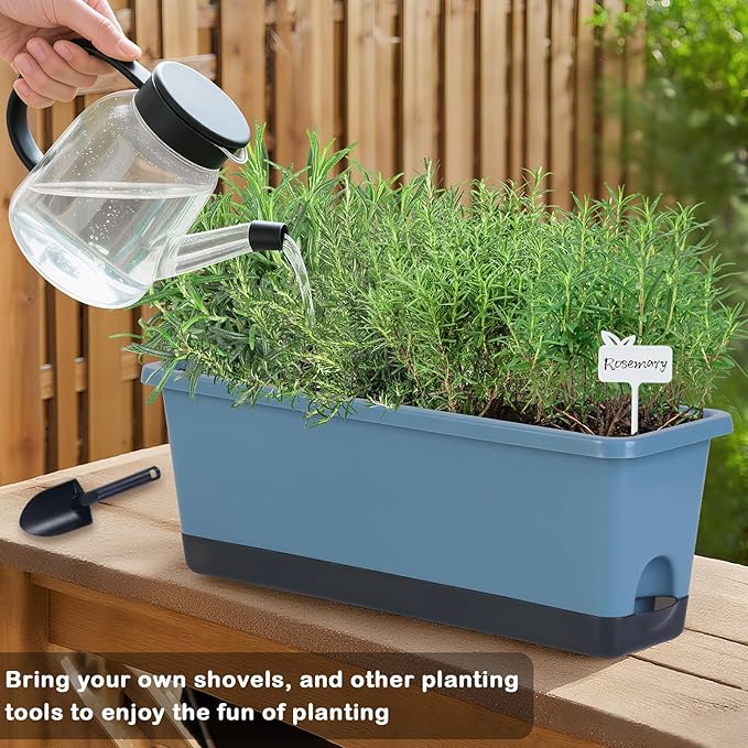 Window Box Planter 4 Packs, 17 Inches Rectangle Flower Pots - Image 6