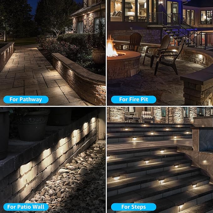 SUNVIE 8-Pack 7 Inch Retaining Wall Lights 5W LED Waterproof Hardscape Lighting - Image 4
