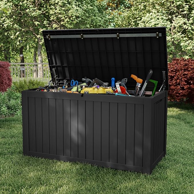 EasyUp 180 Gallon Outdoor Storage Box, Resin Waterproof UV-Resistant Deck Box - Image 6
