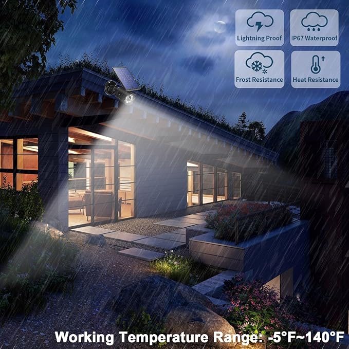 Solar Motion Lights Outdoor 2000LM Security Flood Lights IP67 Waterproof Spot - Image 4