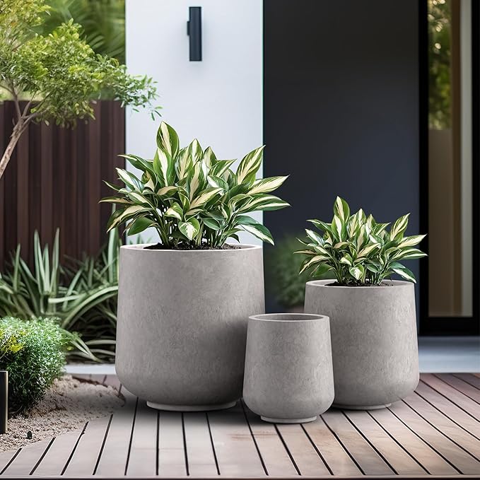 Kante 15.3"+11.6"+8.2" Dia Round Concrete Planter, Large Outdoor Indoor Planter - Image 4