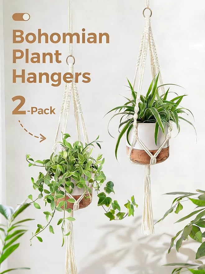 Bamworld Macrame Plant Hanger Indoor Hanging Planter - Image 4