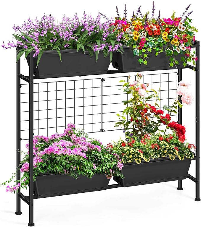 OYEAL Raised Garden Bed with Legs & Trellis, Vegetables by OYEAL