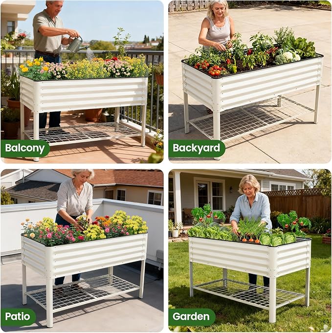 Elevated Raised Garden Bed 2' x 4'- Galvanized Metal Planter Boxes - Image 7