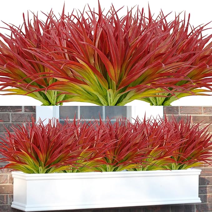 16Pcs Artificial Grass Fake Plants 17.3in Outdoor Plants UV Resistant Greenery by Phliofd