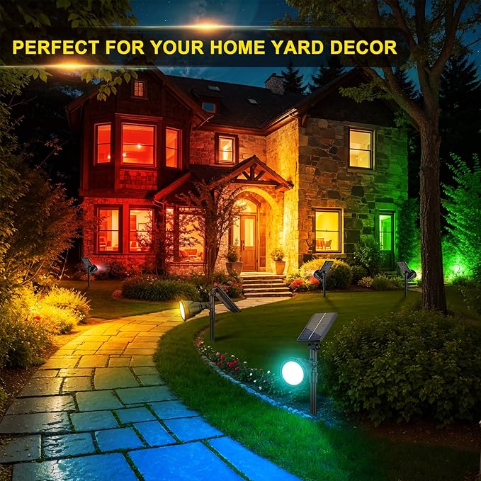 ROSHWEY Solar Spot Lights Outdoor, 7 Colors Halloween Christmas Outdoor Lights - Image 2