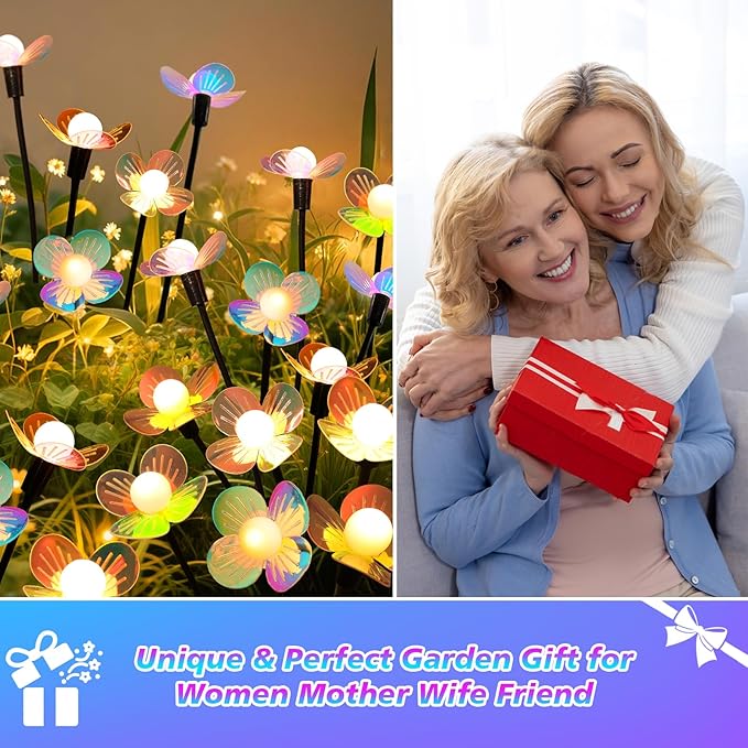 Solar Garden Lights, 6 Pack 36 LED Solar Swaying Flower Light, Waterproof - Image 6