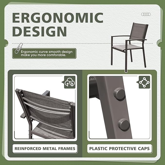 Flamaker Patio Chairs Textilene Outdoor Chairs Set of 6 Stackable Dining Chair - Image 4