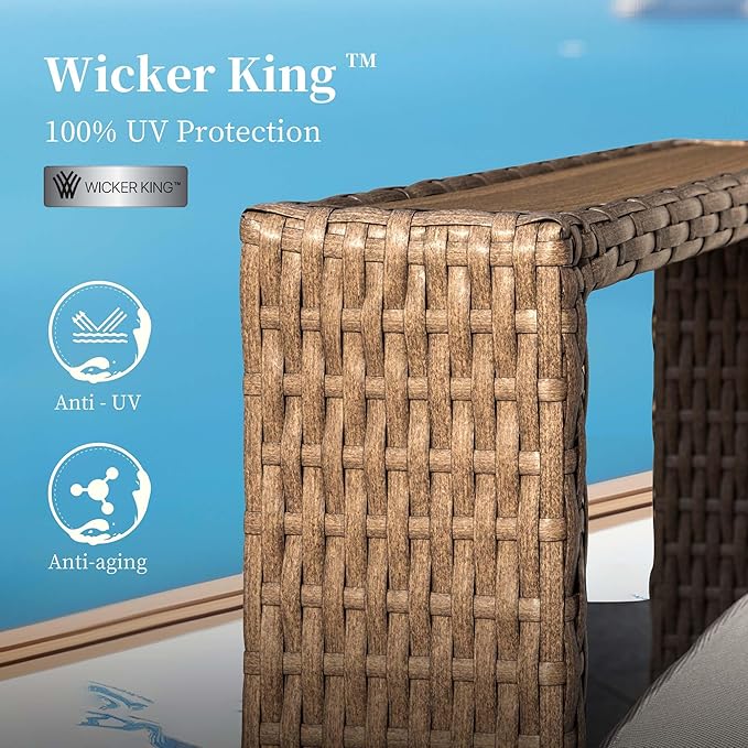 6 Pieces Patio Furniture Set, Outdoor Rattan Wicker Sectional Sofa - Image 2