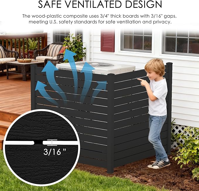 Kozyard 50" W x 48" H Outdoor Privacy Screens Aluminum Post, Air Conditioner - Image 2