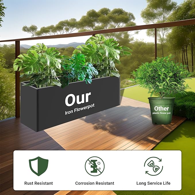 Metal Planter Box 46” x 16” x 16”, Tall Planter Box - Image 3