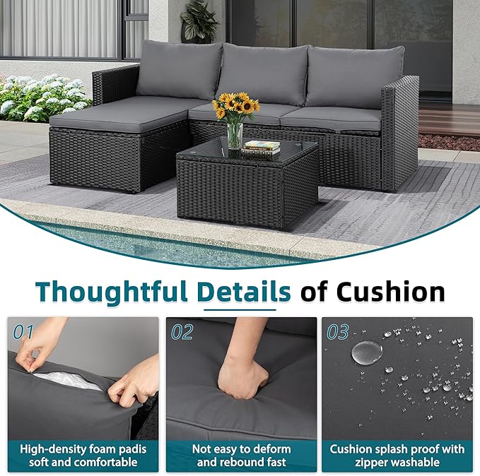 3-Piece Outdoor Patio Sectional Sofa Set - Image 5