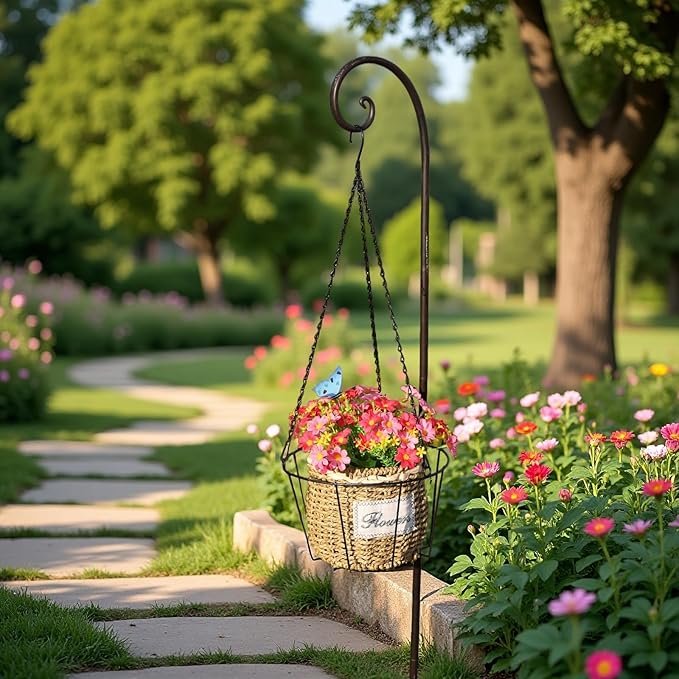 Metal & Macrame Plant Hanger Indoor/Outdoor Use – Heavy Duty Hanging Planter - Image 9