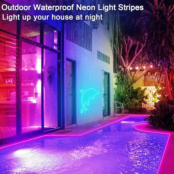 32.8ft LED neon Lights with Remote APP Control IP65 Waterproof Flexible Neon - Image 3