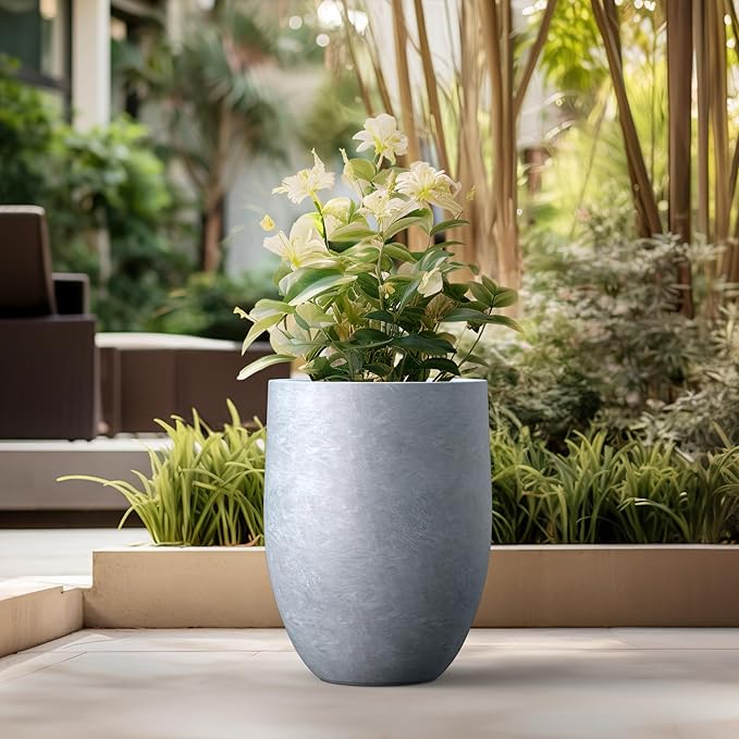 Kante Tall Concrete Planter, 21.7-Inch Height Blue-Gray Large Indoor Outdoor - Image 5