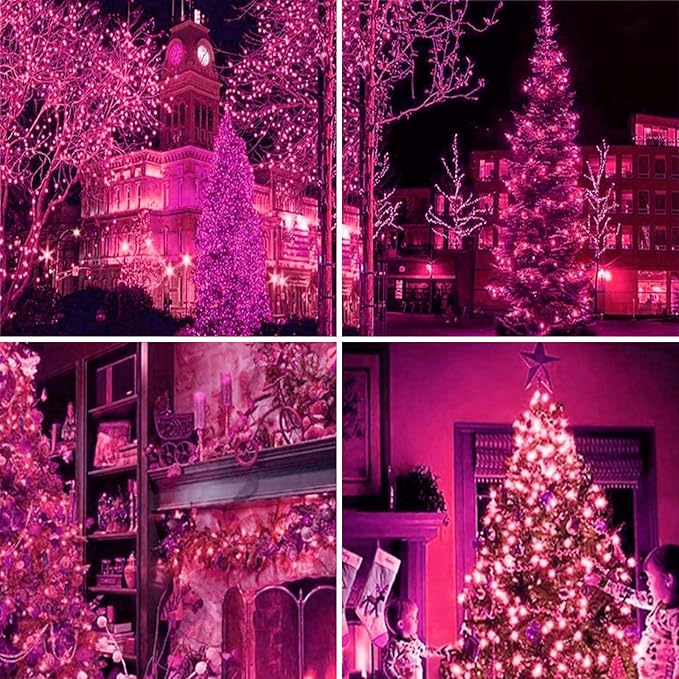 Upgraded Connectable 200 LED String Lights Indoor Outdoor, 66FT Pink Christmas - Image 7