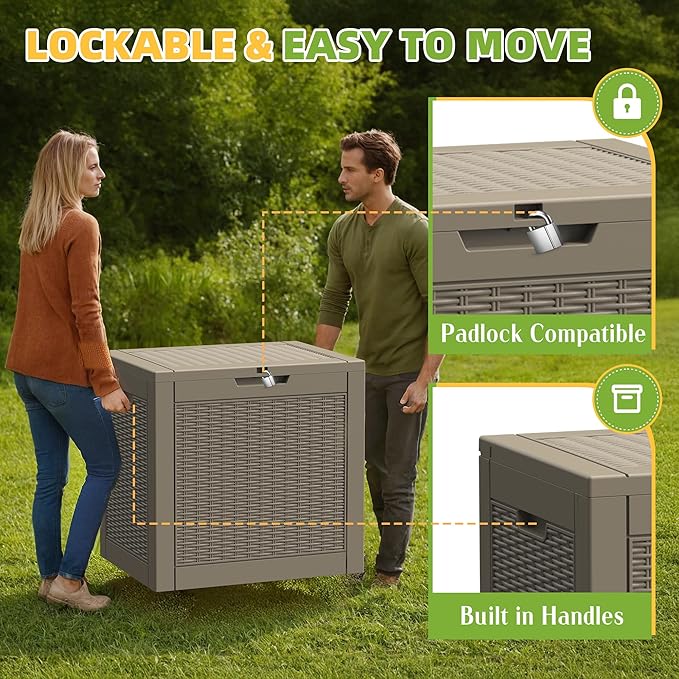31 Gallon Outdoor Storage Box Weather Resistant UV Protection Waterproof Resin - Image 4