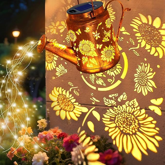 Solar Lanterns Outdoor, Sunflower Watering Can lights, Waterproof Hanging by YJFWAL