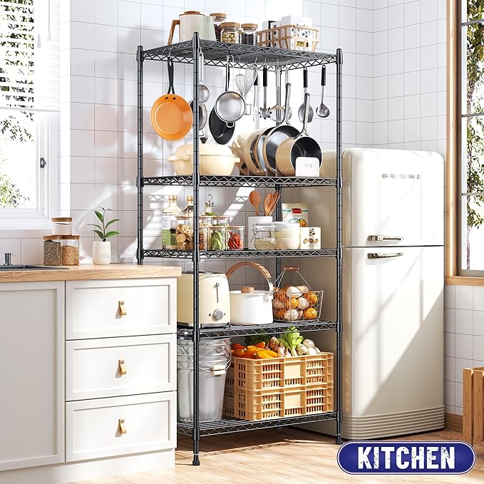 Storage Shelves Adjustable Metal Shelving Unit 5 Tier Wire Shelving, 1010LBS - Image 6