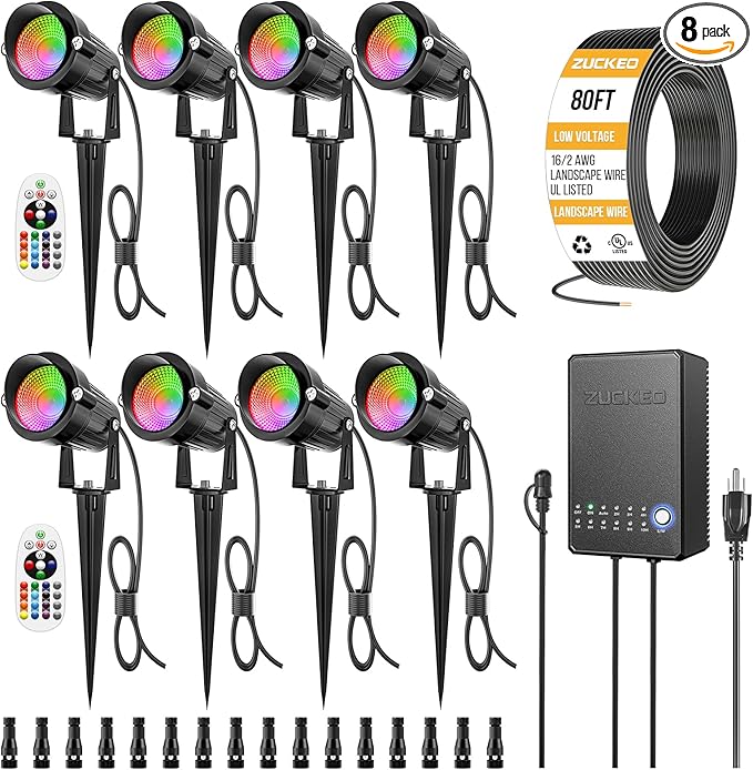 ZUCKEO All-in-One RGBW Landscape Lighting Kit, 5W Color Changing Low Voltage by ZUCKEO