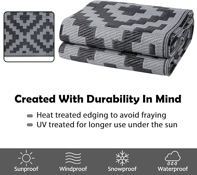 SAND MINE Waterproof Outdoor Rug 5x8 ft, Plastic Reversible Rug, Modern Area Rug - Image 4