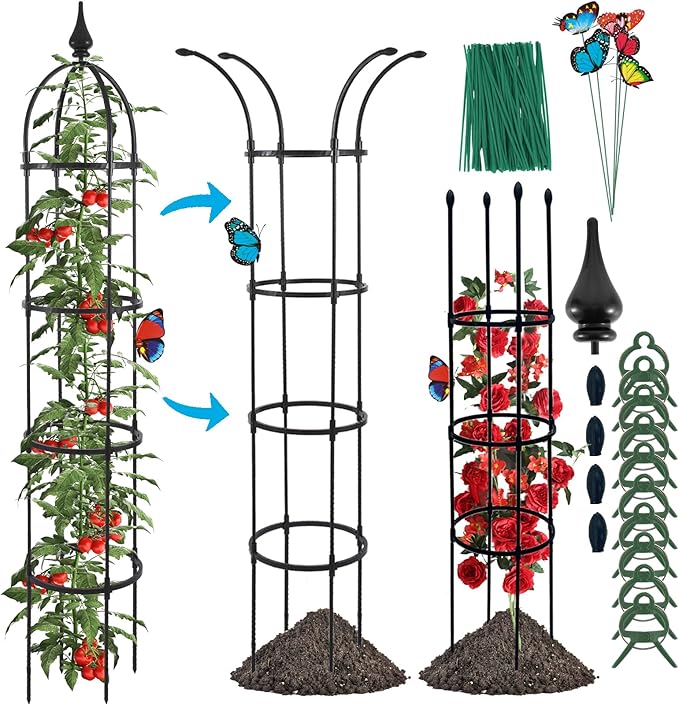 Garden Obelisk Trellis for Climbing Plants Outdoor, 6.6ft Tall Rustproof Coated by WellSign