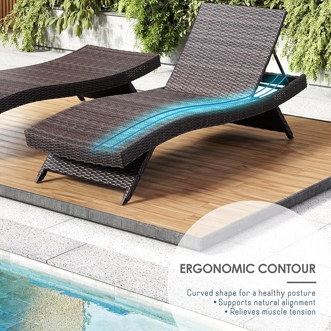 Nestl Chaise Lounge Chair Outdoor Set of 4, Wicker Patio Lounge Chair, Outdoor - Image 3