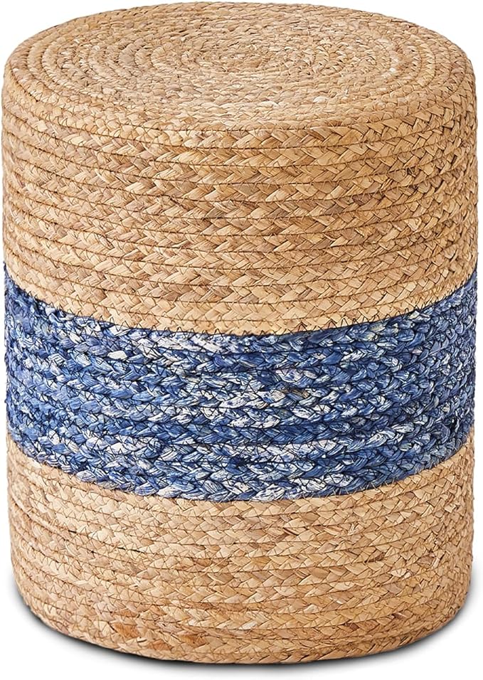 Wimarsbon Ottoman Foot Rest Stool Round Natural Seagrass Foot Stool Hand-Woven by Wimarsbon