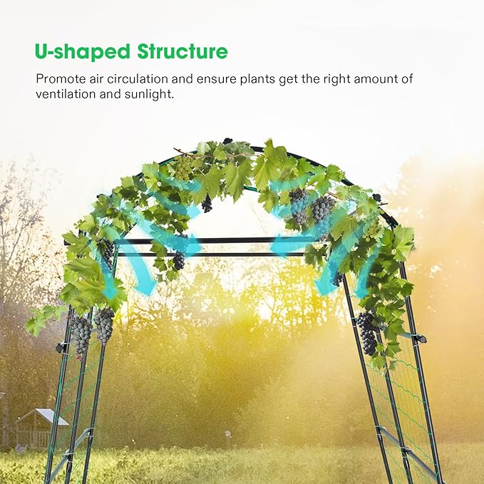 VIVOSUN 7Ft. Arch Trellis for Climbing Plants, Lightweight Metal Plant Support - Image 2