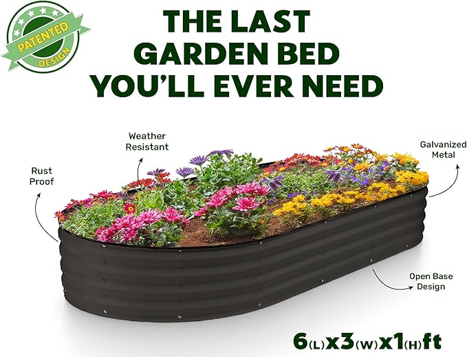 Plant & Plot Galvanized Raised Garden Beds Outdoor // 6×3×1 ft Planter Raised - Image 5