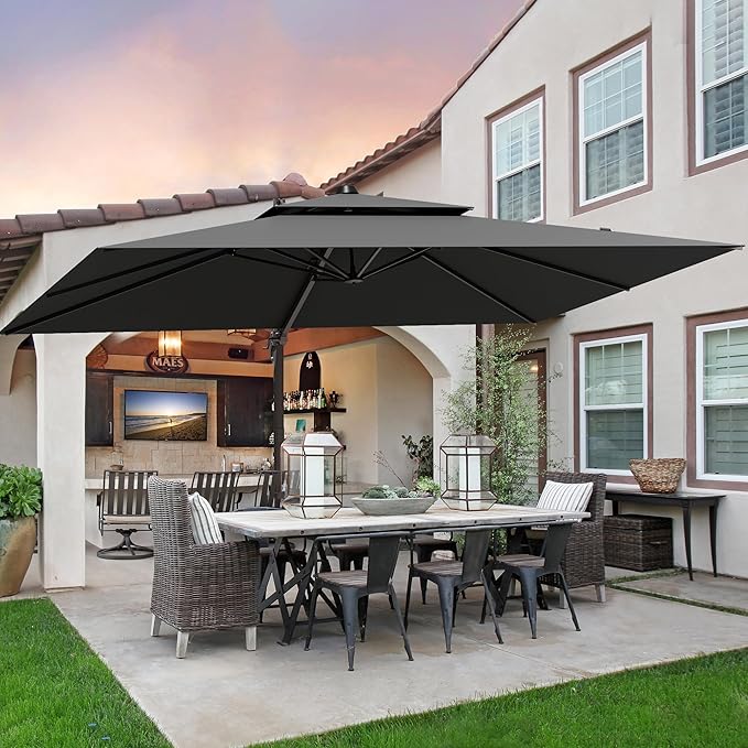 9x12FT Grey Cantilever Outdoor Patio Umbrella - Image 3