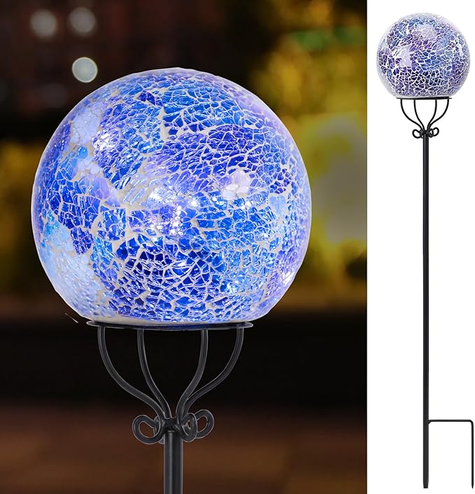 VCUTEKA Solar Outdoor Lights Garden Decor Mosaic Solar Garden Lights Waterproof by VCUTEKA
