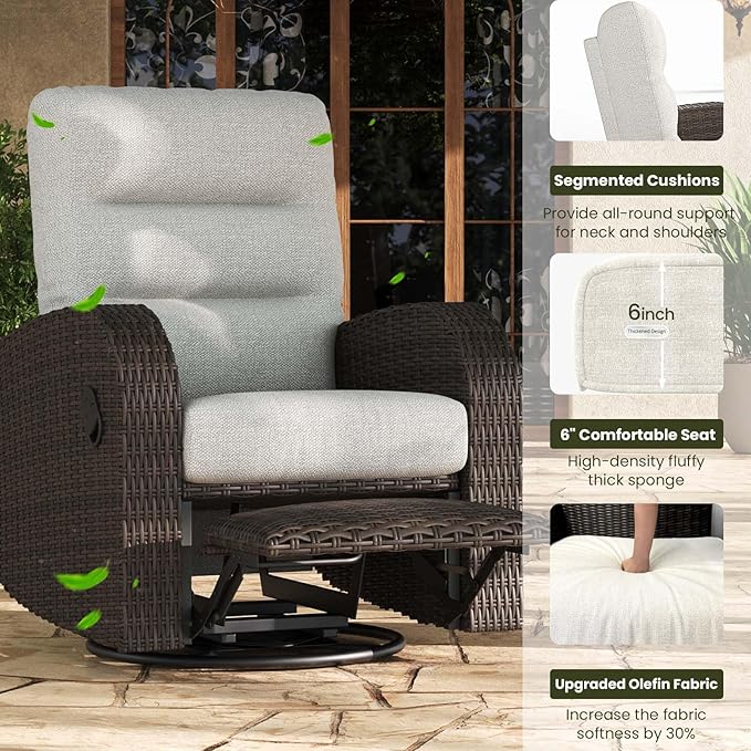 LayinSun Oversized Wicker Outdoor Swivel Glider Recliner - Image 4