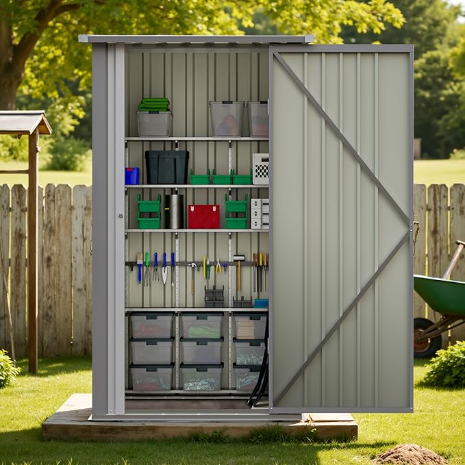 Greesum 3x3FT Outdoor Storage Shed, Small Metal Storaged Sheds - Image 2