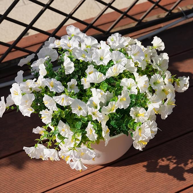 Artificial Flowers for Outdoors, UV Resistant Fake Silk Morning Glory, - Image 2