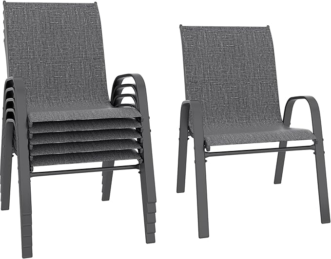 Betterhood Patio Chairs Set of 6, Stackable Outdoor Dining Chairs Set by Betterhood